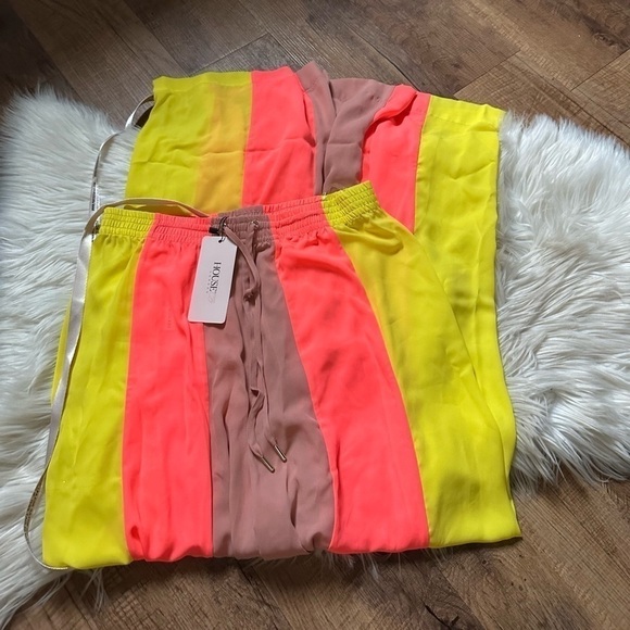 HOUSE OF CB Margot Yellow Color Block Wide Leg Trousers - Picture 2 of 4